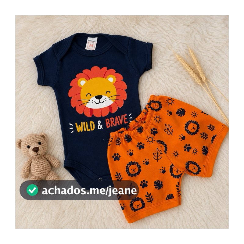 Conjunto Infantil Bebê (Body + Short) Suedine 100% Algodão