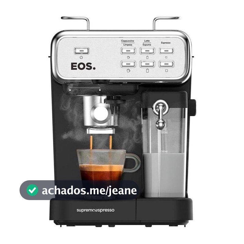 Cafeteira Espresso 3 em 1 EOS Prepara Espresso, Latte e Cappuccino com 20 Bar de Pressão Inox ECF07EC 110V