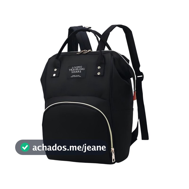 Mochila Maternidade Multifunção Espaçosa Impermeável Preta