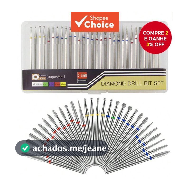 Kit-30PCS/Caixa Resistente A Diamante Brocas De Luxo Moagem Perfeita , Fresas Elétricas De Torre Para Pedicure Arquivos