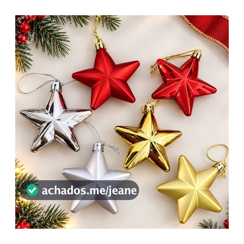 Kit Estrela de Natal 8cm Enfeite para Árvore Fosca e Brilhante 4/8/12 Unidades