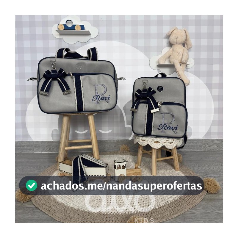 Kit de bolsas personalizadas para bebê, coleção requinte. Bolsas maternidade de luxo, Dilô Kids.