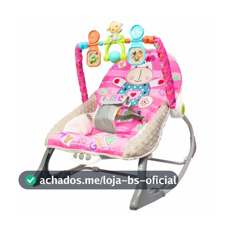 Cadeira de Descanso Bebê Balanço Musical Vibratória Reclinável Mobile C/Cinto 0 a 18kg - KaBaby Rosa