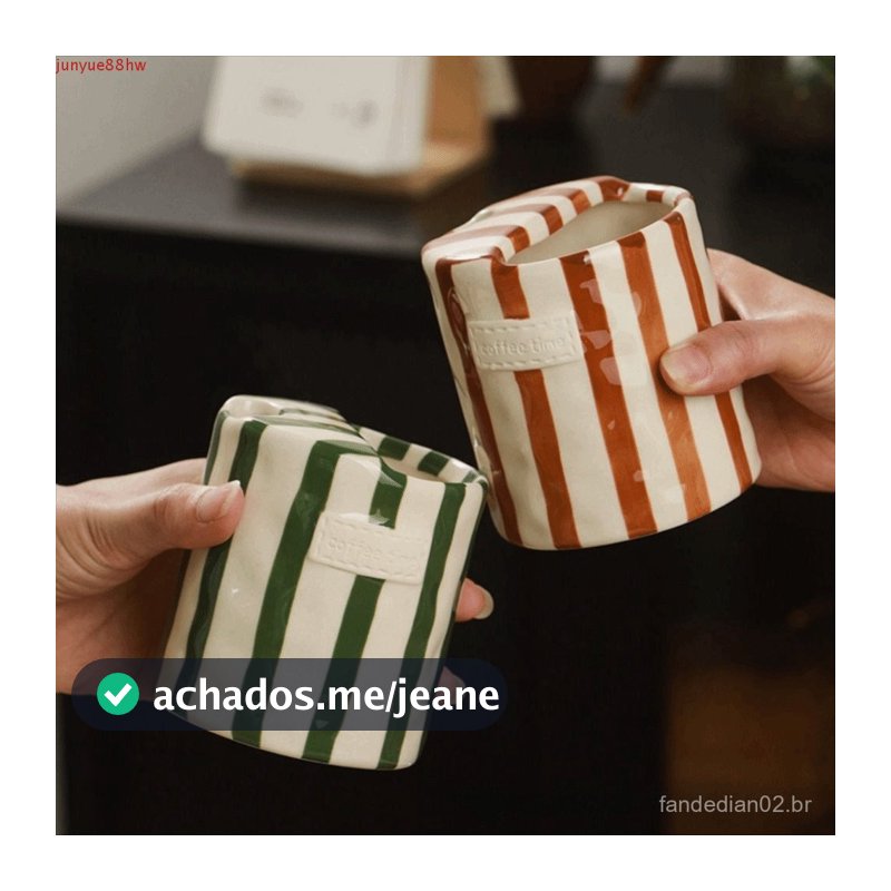 Caneca De Café De Cerâmica JUNYUE , Xícara Expresso Novidade Com Aderência Confortável , Aparelho Para Bebidas Listradas