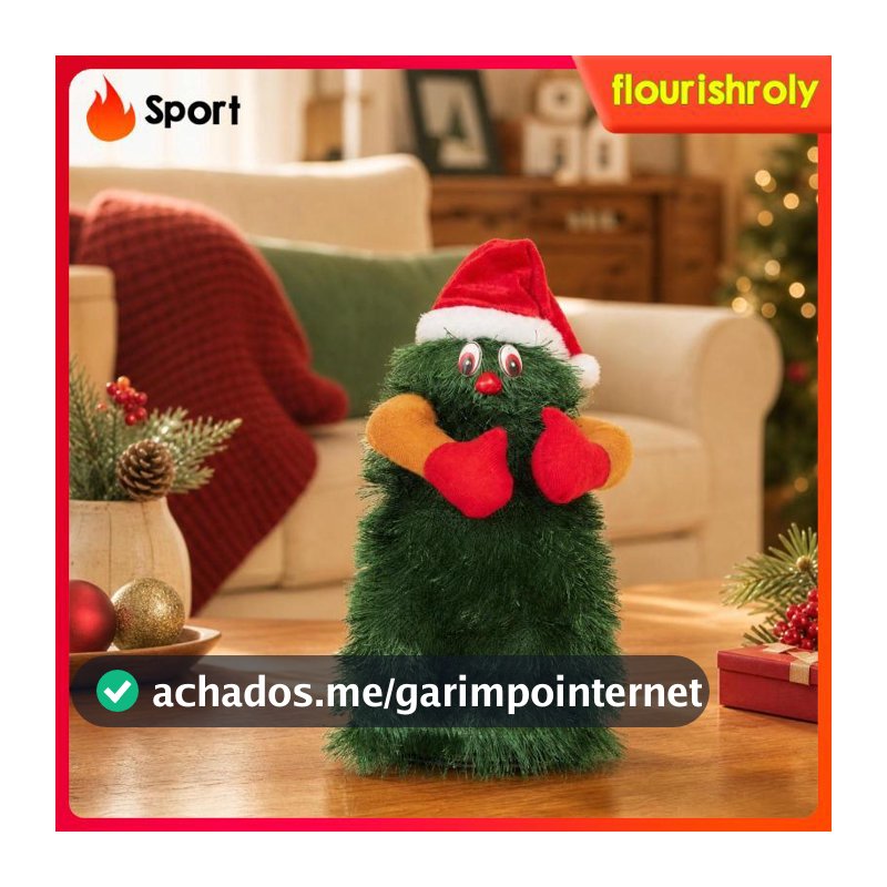 [Flourishroly2] Árvore De Dança Musical Decoração De Natal Chapéu De Papai Noel Brinquedo Para Mesa De Quarto Infantil P