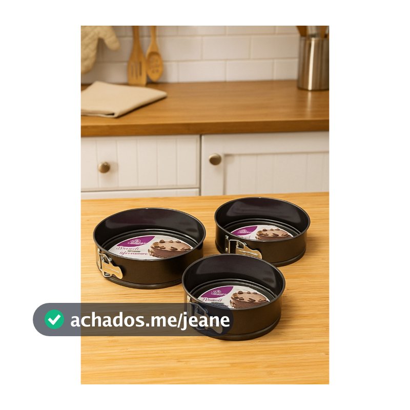 KIT 3 FORMA COM FUNDO REMOVIVEL ANTIADERENCIA 24CM 26 CM 28 CM