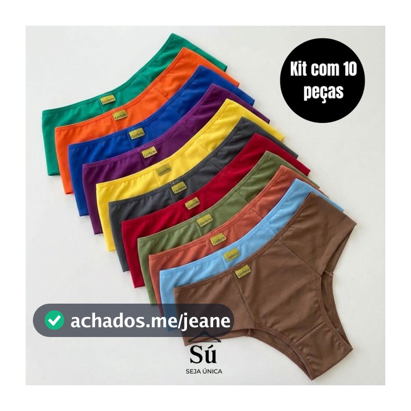 Kit com 10 ou 5 Calcinhas Cintura Alta Zero Culote Lisa Redutora Lateral Larga Conforto Lingerie