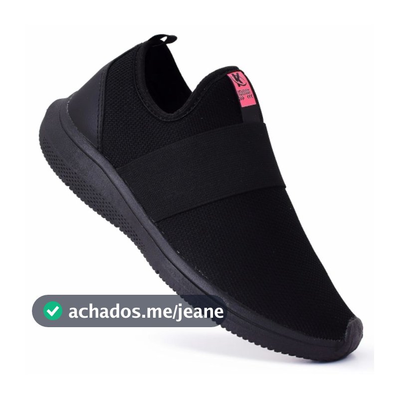 Tênis Feminino Meia Kross Pink Preto Slip-On Super Confortável Esportivo Academia Caminhada Casual
