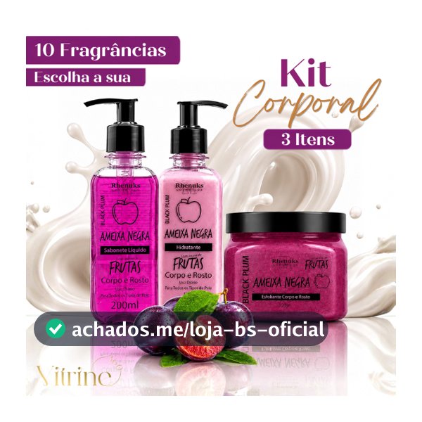 Kit Sabonete + Hidratante + Esfoliante Rhenuks 200ml Corpo e Rosto 10 fragrâncias