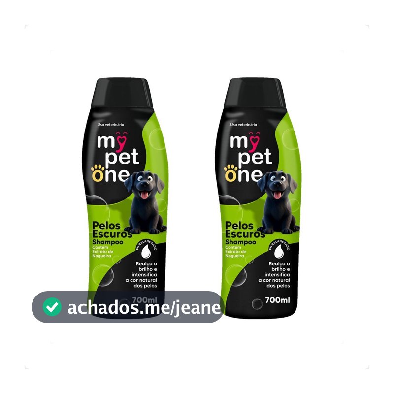 Kit 2 Shampoo Premium 700 mL Pêlos Escuros Mypetone Cães e Gatos