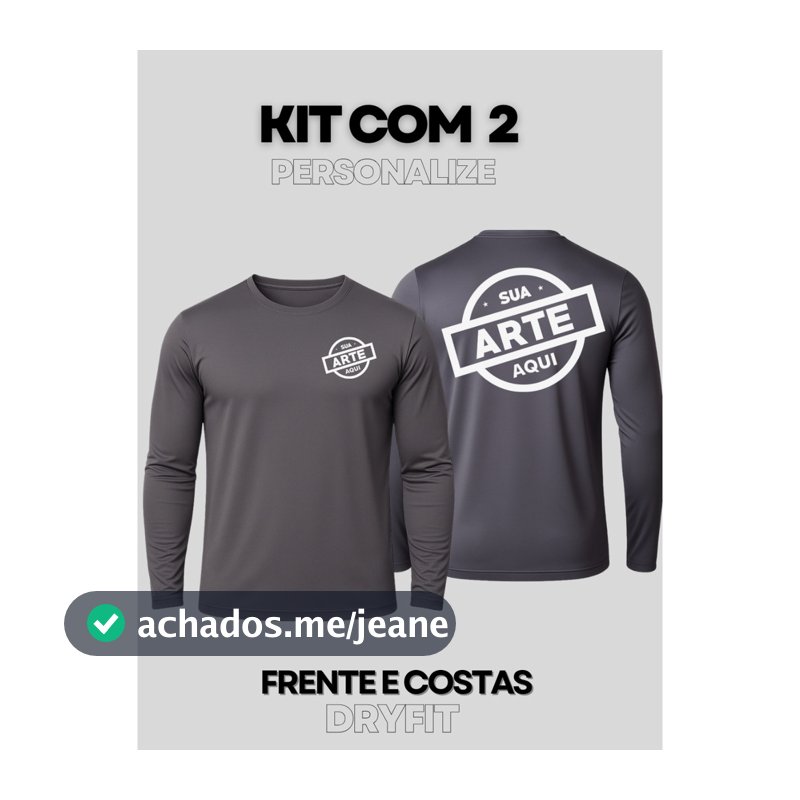 Kit 2 Camiseta Manga Longa Dry Fit Personalizada Empresa Uniforme Evento Corrida Seu Logo Sua Arte