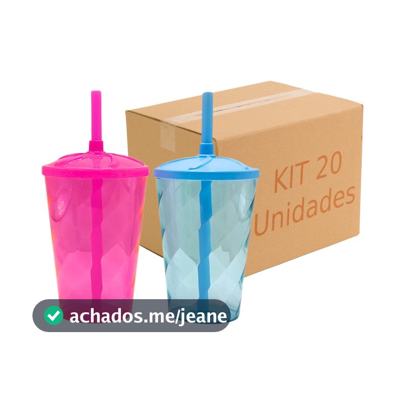 Kit 20 Copos Twister 300ml 2 Cores Com Canudo Atacado Varejo Balada Da Fábrica Brinde Lembrancinha