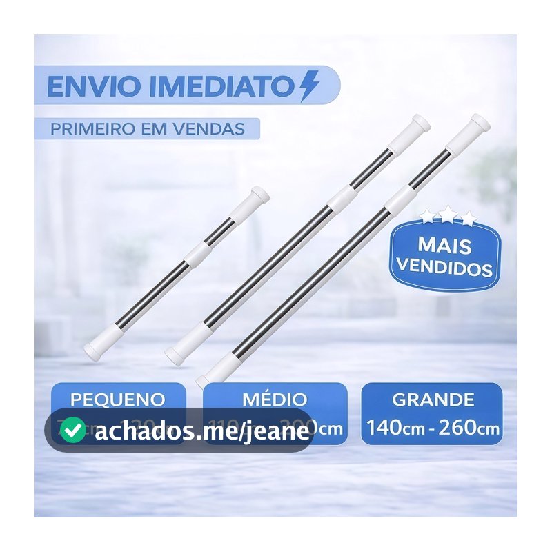 Varão de Parede Retrátil Extensível Inox Cortina Pia de Cozinha Cortina Box Banheiro Cortina Porta-SSG1