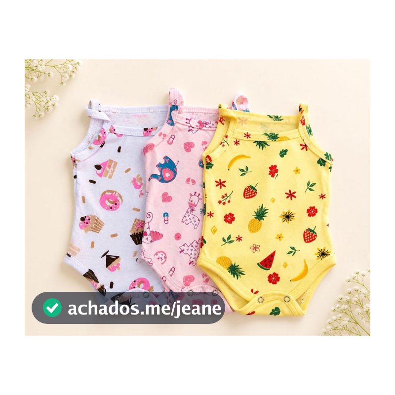 Kit 3 Bodys Bebê Menina Alcinha 100% algodão para bebes de 0 a 12 meses REgatinha Bories Bodies Criança Infantil