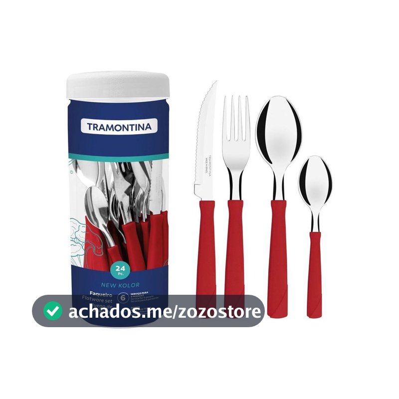 Faqueiro Tramontina Inox 24 Peças New Kolor Vermelho