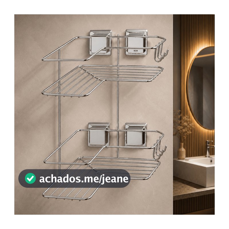 Suporte Porta Shampoo Duplo Parede Ventosa Sem Furo Para Box
