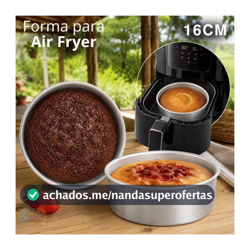 Forma Assadeira Redonda para Air Fryer e Forno Assadeira para Bolo Torta Antiaderente 16CM Aluminio