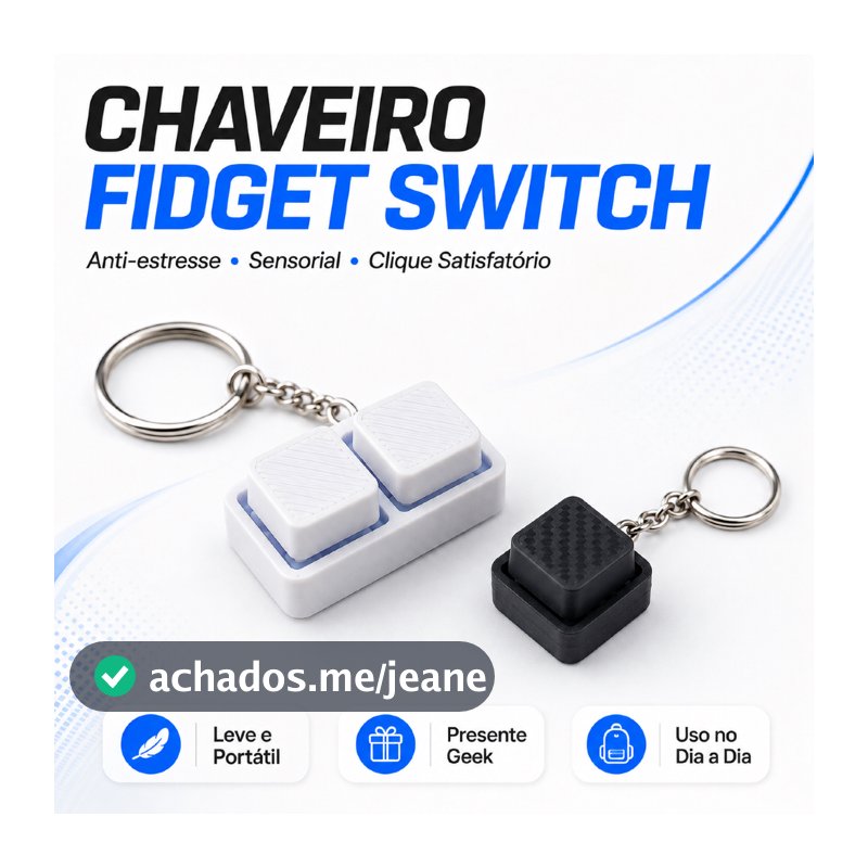 Chaveiro Teclado Mecânico Fidget Boy Anti-Estresse Switch Clicker Sensorial Gamer Teclas Clicáveis