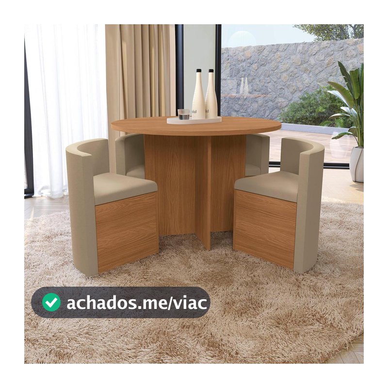 Conjunto Sala de Jantar Nira Kappesberg 4 Cadeiras Veludo Bege