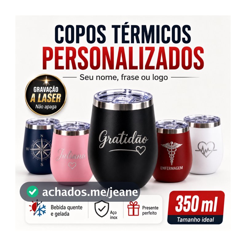 Copo Térmico 360ml Personalizado | Presente Criativo | Inox com Tampa | Brinde Corporativo