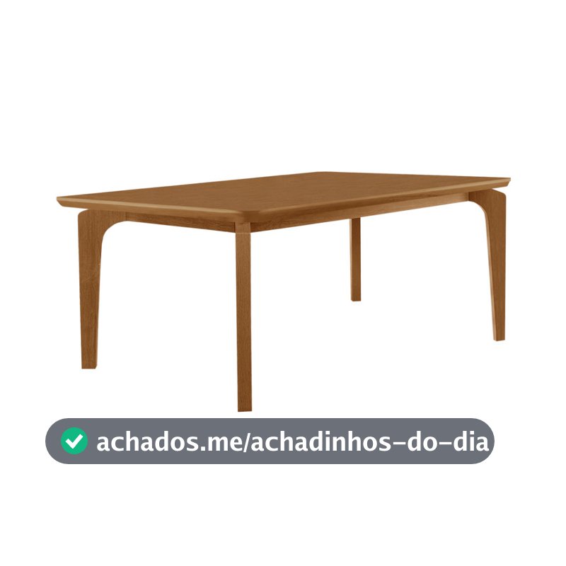 Mesa de Jantar Liz 180cm Tampo MDF Canto Copo Moderna Mobília