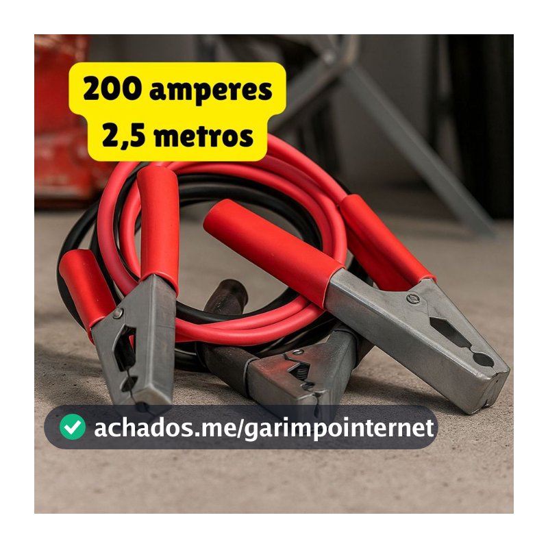 Cabo Para Chupeta Transferência Carga de Bateria 2,5m 200 amperes 12 Volts Para Carro Veículos