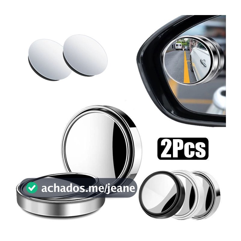 1 par - Espelho Retrovisor Carro Moto Convexo Fixo Auxiliar Externo Pontos Cegos 5cm Universal Original