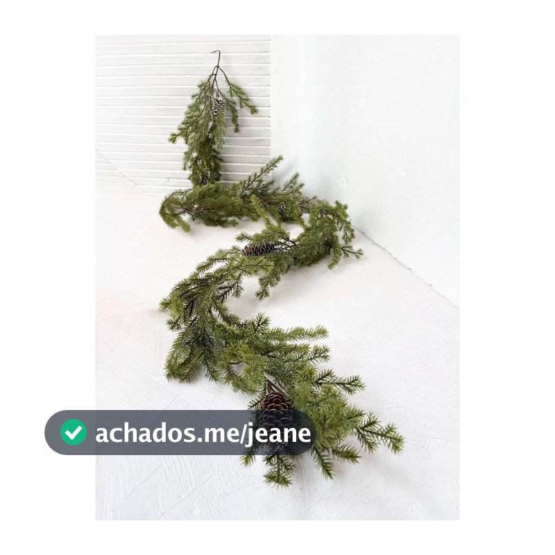 Festão De Galho Aramado De Folhagem Toque Real 1,80cm Pinha Verde