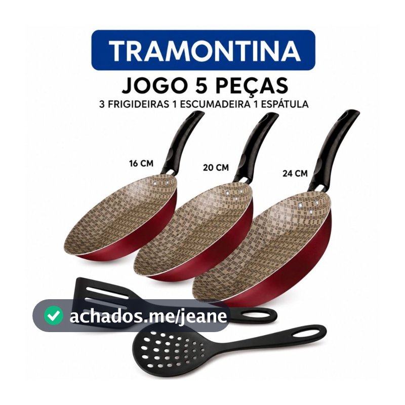 Frigideira Antiaderente Tramontina  Aluminio Turim jogo 3 Peças  + 1 ESPÁTULA + 1 ESCUMADEIRA