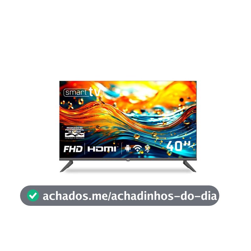 Smart TV HQ 40" Full HD tela sem bordas Android 12 design Slim HQS40NKHM