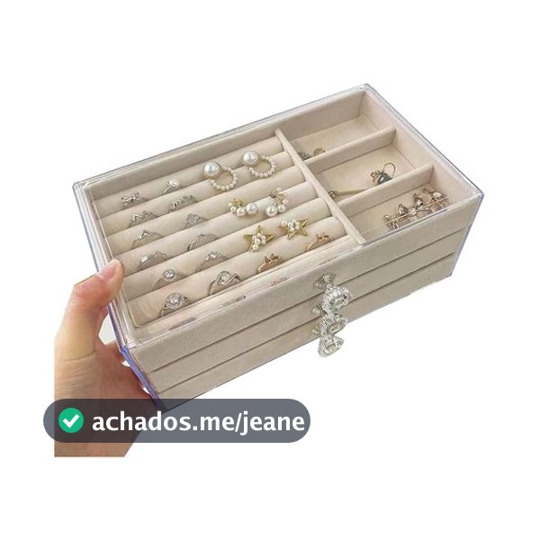 Porta Joia Acrílico Luxo Com 3 Camadas Brinco Anel Compartimento caixa de armazenamento de jóias