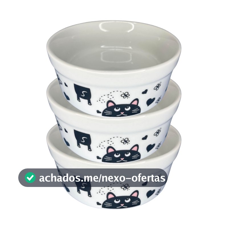 Kit Comedouro Bebedouro 3 Peças Pet Felino 300Ml Gato Borboleta Exclusivo