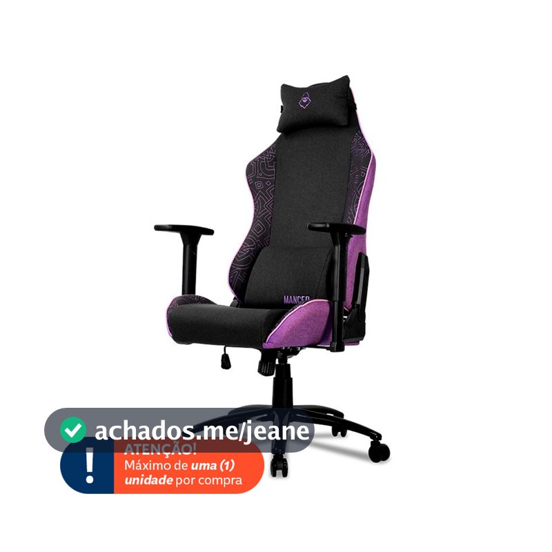 Cadeira Gamer Mancer Tyr C, Espuma Moldada, Braco 3D, Tecido, Preto e Roxo, MCR-TRC-FB