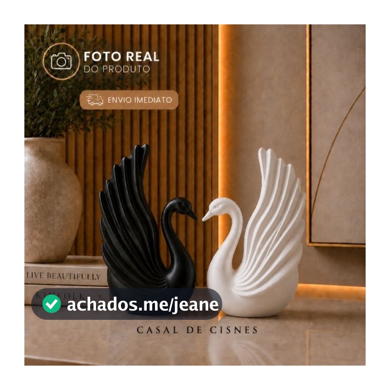 Escultura Cisnes Decorativos Enfeite moderno Sofisticado para Sala Quarto Escritório Casa Decoração