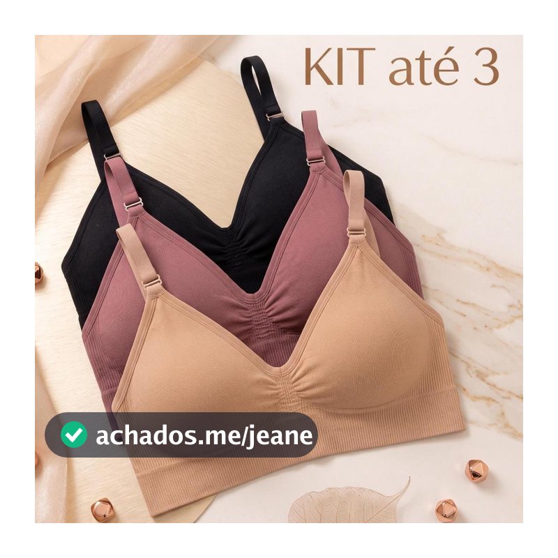 KITS  Sutiãs Feminino Sem Costura Alça Fina Canelado  Com Bojo Removível Poliamida