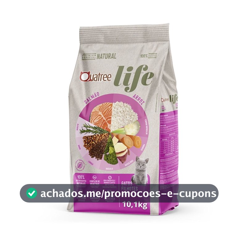 Ração Quatree Life Gatos Filhotes Salmão e Arroz - 10,1Kg