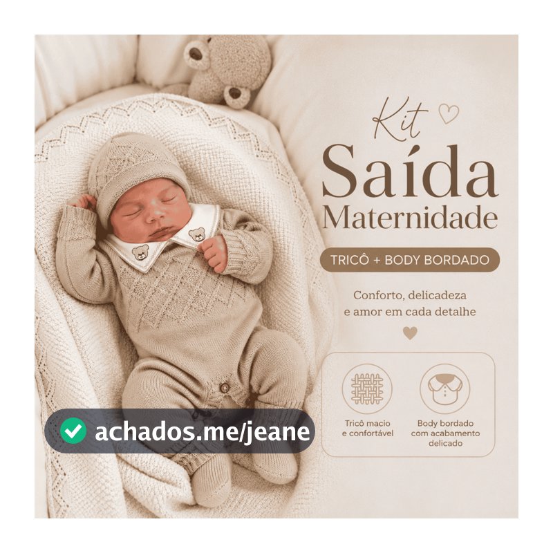 Kit Conjunto Saída Maternidade RN 4 Peças Manta Macacão Touca Tricô Body Suedine Egípcio 100% Algodão Gola Bordado