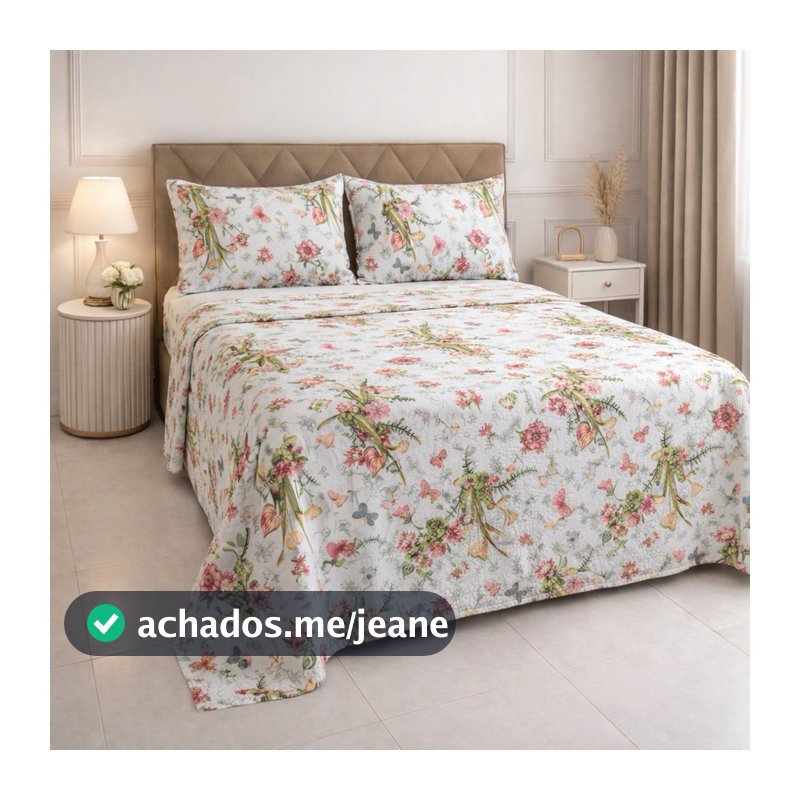 Jogo de Lençol Casal Queen King 3 Peças -100% Algodão Premium - Antialérgico