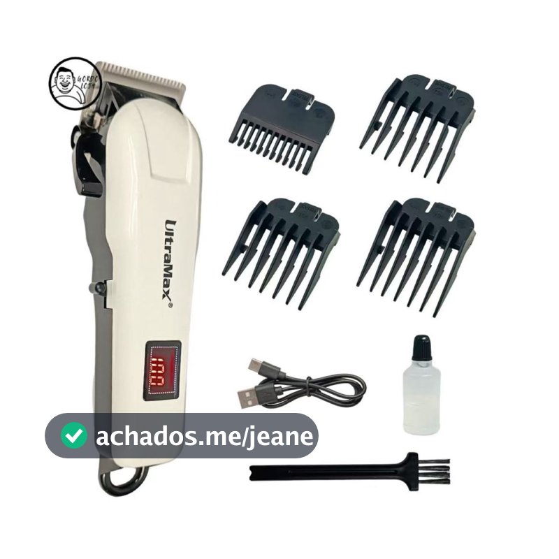 Maquina de Cortar Cabelo Profissional Recarregavel Display Digital Sem Fio Portátil