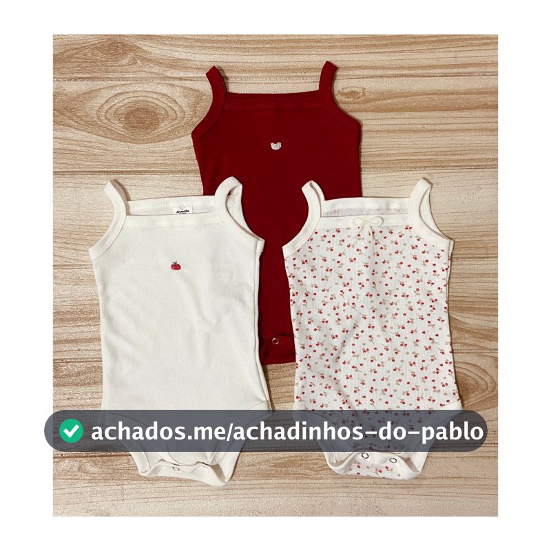 Kit 3 Body Bebê Menina Regata Alcinha 100% algodão Bordado Roupa Infantil de verão Enxoval