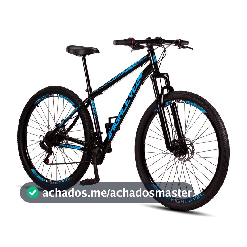 Bicicleta Aro 29 Highlevel Aço Carbono Freios a Disco Suspensão Dianteira 21 Marchas