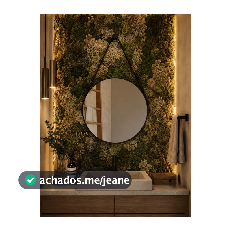 Espelho Redondo Adnet 40 cm Sala / Quarto / Banheiro / Com Alça Couro Suporte