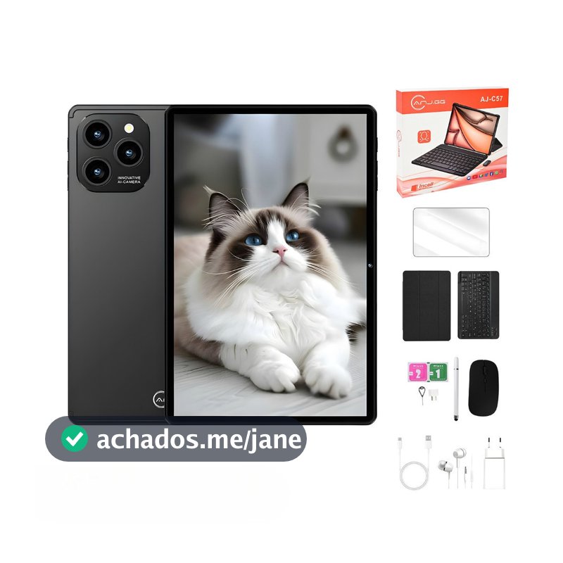 Tablet 10.1” com Teclado+Mouse 6GB RAM 128GB Android 13 Câmera 50MP anjgg