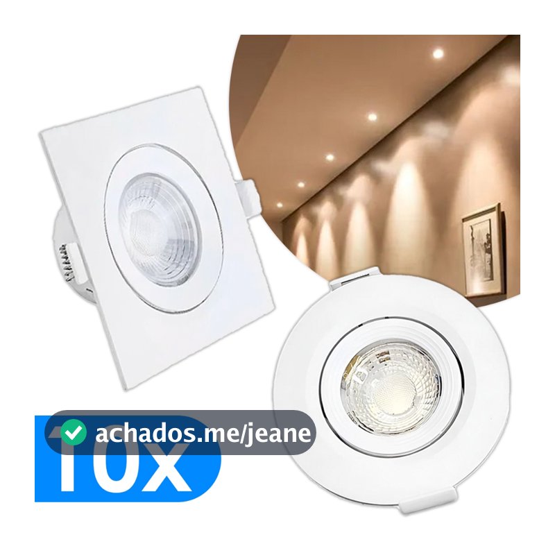 10x  Luminárias Led Spot 5W Quadrado Redondo Embutir Branco Frio Branco Quente Bivolt