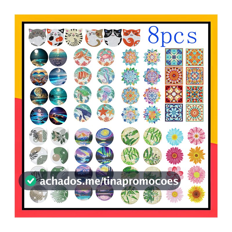 Porta-copos acrílico para pintura de diamante 8 unidades com porta-copos