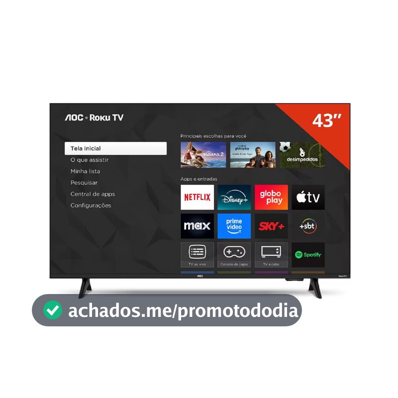 Smart TV 43 polegadas 43S5155 78G Full HD LED Wi-Fi Roku TV Dolby Audio AOC