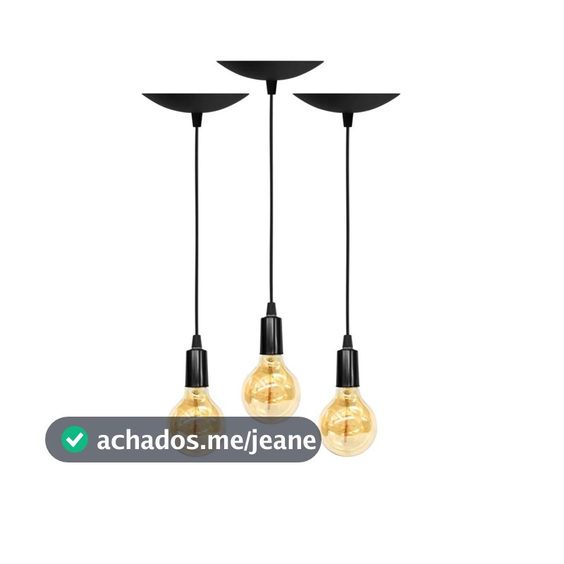Kit 3 Pendente Lustre Luminária Retrô Fio Cabo Simples Vintage Industrial E27