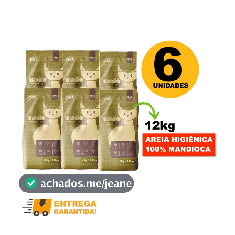 Areia de Gato MandioCat Biodegradável higiênica natural 100% Mandioca-Envio Rápido