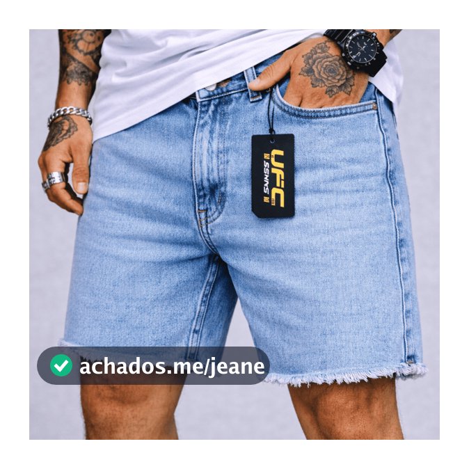 Shorts Jeans Streetwear  UFC Masculino Barra Desfiada Autêntico Algodão 100% Bermuda Jogador Premium
