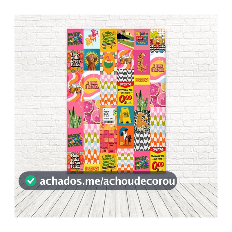 Painel Retangular Vertical Lambelambe Futebol Copa Do Mundo e Brasilidades 1,50x2,20